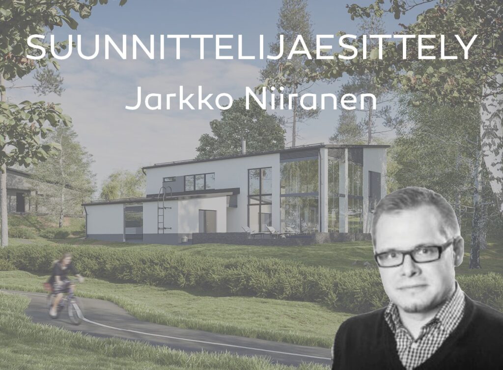 Jarkko Niiranen Arkkitehdit Sankari Osakeyhtiöstä esittelyssä. Hän on suunnitellut Lammi Talomallisto-kohteen Loft.